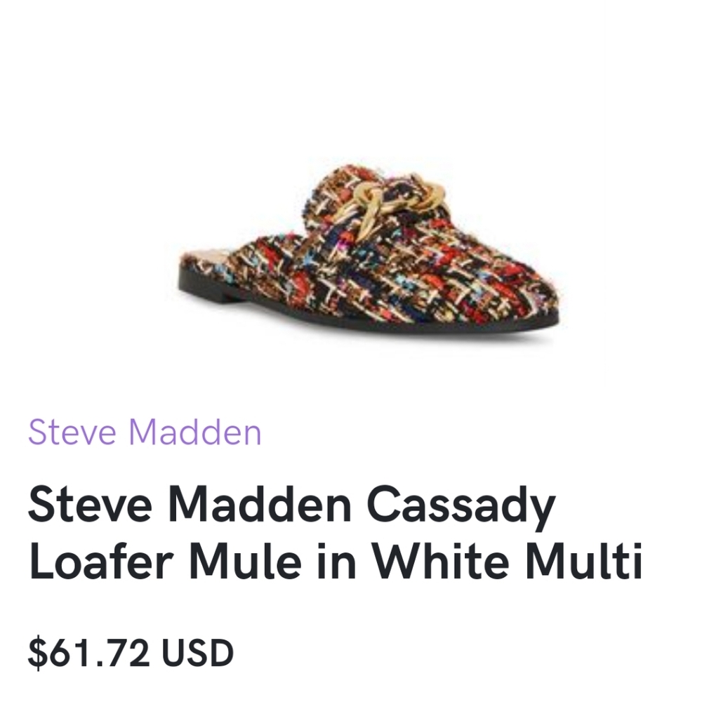 Steve Madden Cassady Loafer Mule in White Multi Womens 5.5